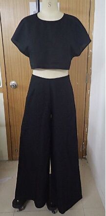JASI&CO黑色麻料寬松型複古套裝
